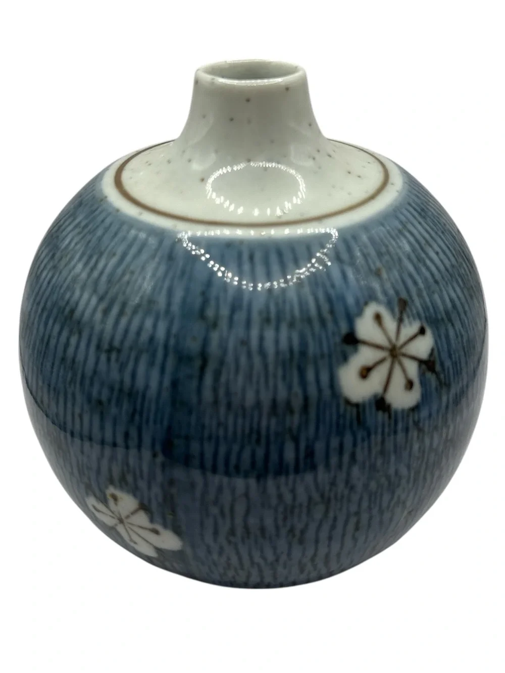 Blue Asian Cherry Blossom Brown Speckled Round 4